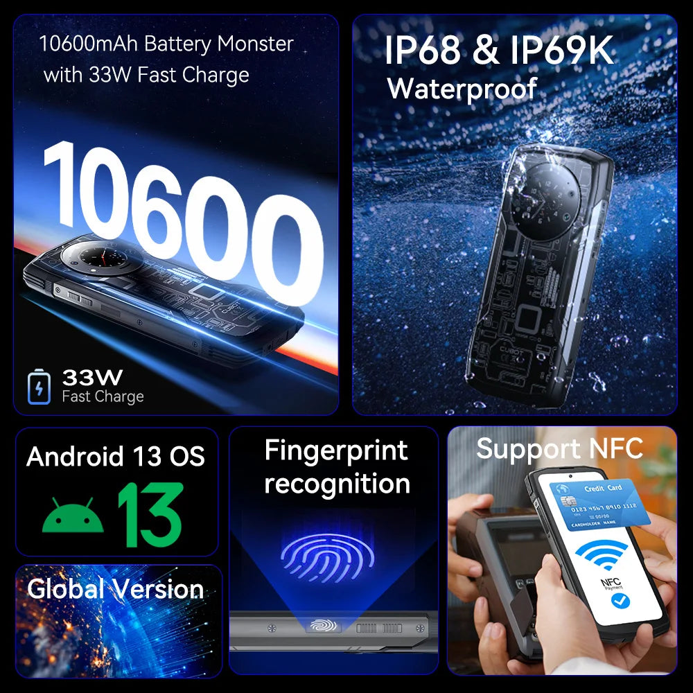 13 256gbcubot X70 Android 13 Smartphone - 100mp Triple Camera, 24gb Ram,  256gb Rom